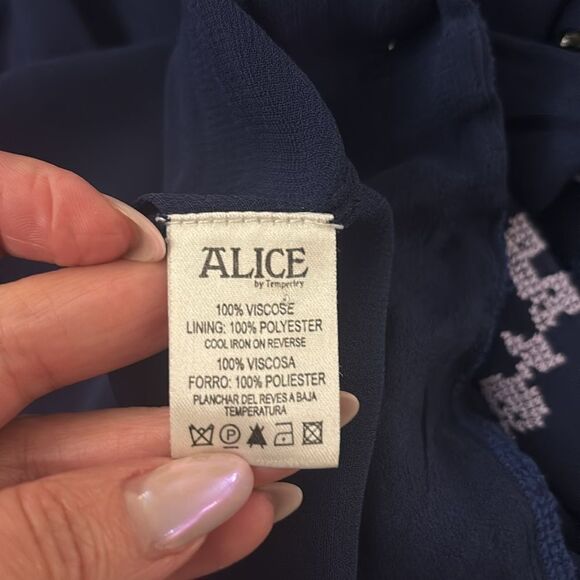 Alice by Temperley 100% viscose Sheer Navy Blue Embroidered dress, US2 - Picture 10 of 10